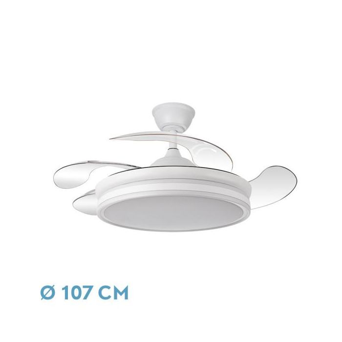 Bayomo Ventilador con Tecnología LED 72W Blanco, 3 Temperaturas de Luz, Mando a Distancia 1