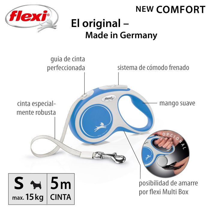 Correa Flexi New Comfort S Cinta 5M Azul 1 Correa Flexi New Comfort S Cinta 5M Azul 1