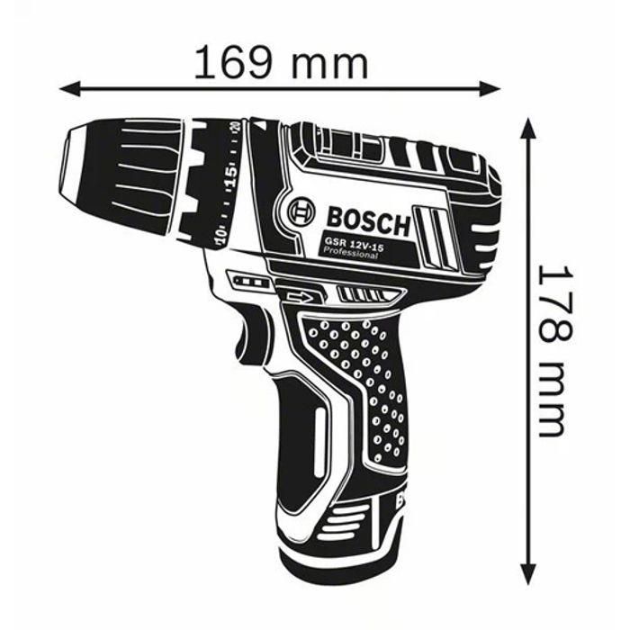Atornillador BOSCH PROFESSIONAL a batería 12V GSR 12V-15, 2 x 2.0Ah + cargador 1230, en una bolsa 2 Atornillador BOSCH PROFESSIONAL a batería 12V GSR 12V-15, 2 x 2.0Ah + cargador 1230, en una bolsa 2