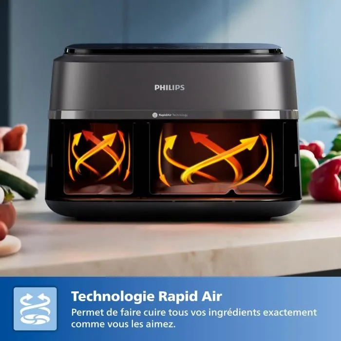 Philips Freidora sin Aceite NA352/04 9L Doble Cesta Pantalla Táctil Accesorios Negra 3