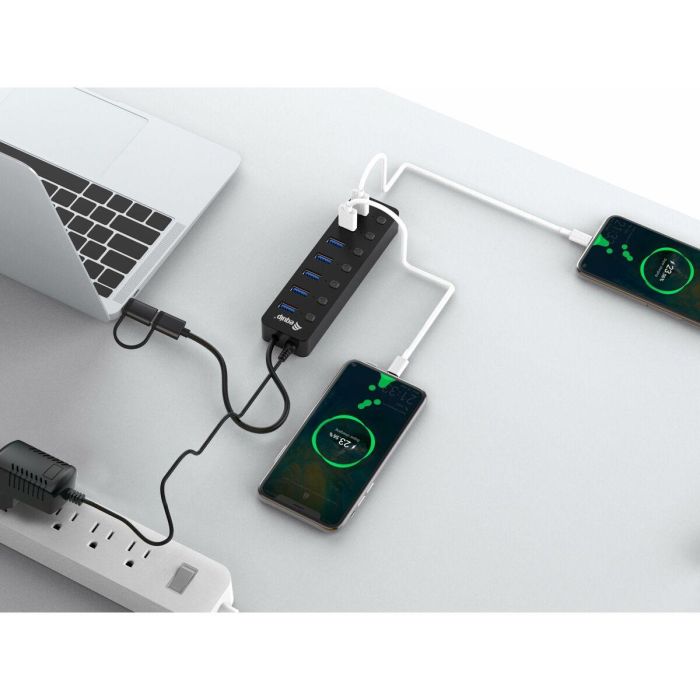 Equip Hub USB 3.2 Gen1 de 7 Puertos con Adaptador de Corriente 128965 - Aleación de Aluminio + ABS 8 Equip Hub USB 3.2 Gen1 de 7 Puertos con Adaptador de Corriente 128965 - Aleación de Aluminio + ABS 8