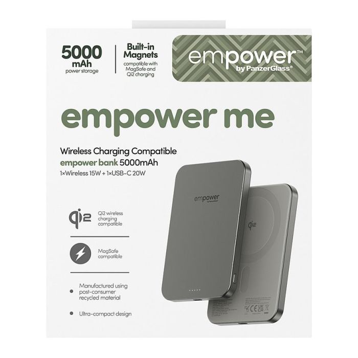 PanzerGlass Empower Bank 5000mAh Cargador Inalámbrico y Rápido con Aluminio Reciclado - Titanio 2 PanzerGlass Empower Bank 5000mAh Cargador Inalámbrico y Rápido con Aluminio Reciclado - Titanio 2