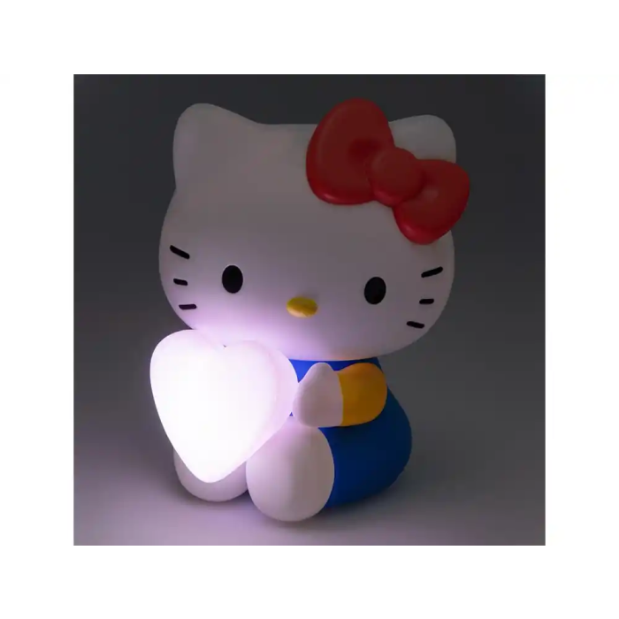 Wondee Lámpara Sobremesa Hello Kitty con Corazón Rosa 16 cm, Decoración Sanrio, Iluminación con Pilas AAA