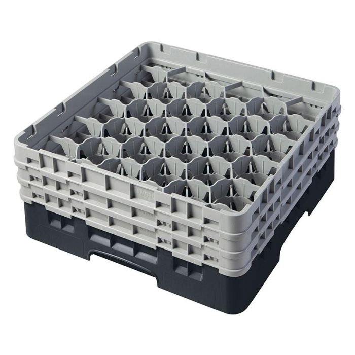 CAMBRO - 30S638-110 - Cesta de lavado 30 comp. 3 alturas - 7,84 cm Ø máx. - alt. máx. 17,6 cm - 50 x 50 x 22,5 cm - Negro