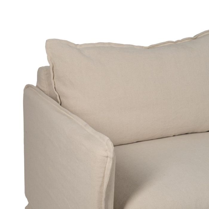 Sofá 3 Plazas Crema Tejido-Madera 200 X 95 X 85 cm