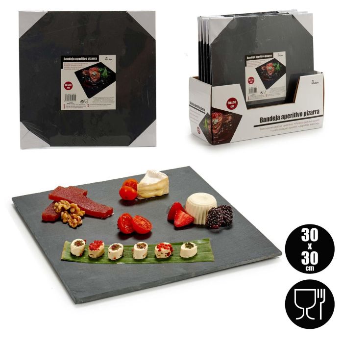 Kinvara Pizarra Cuadrada Negra para Servir Aperitivos 30x30 cm (12 Unidades) 3