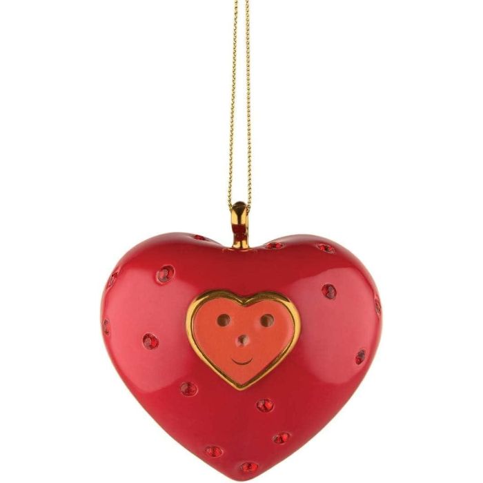 Alessi MJ16 11 Adorno Corazón Cuore e Cuora de Porcelana Multicolor Decorada a Mano por Marcello Jori 7.5x7 cm