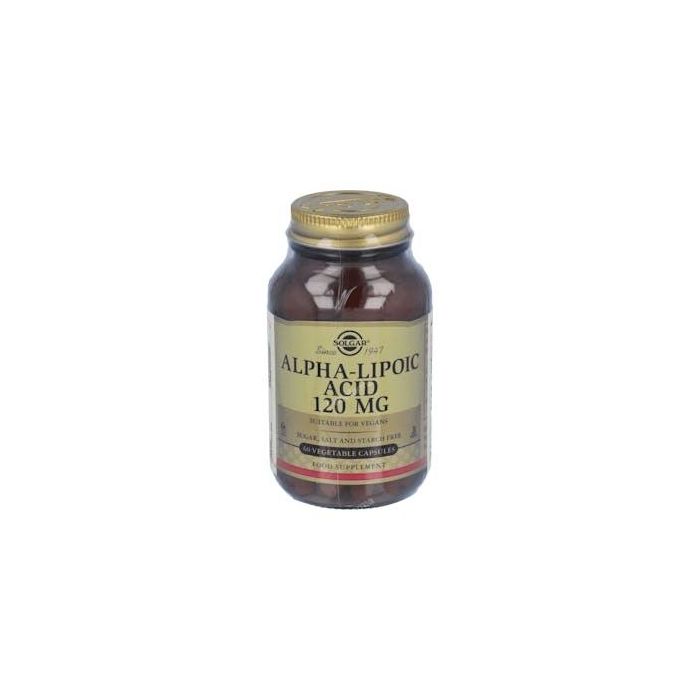 SOLGAR Ácido Alfa Lipoico 120 mg, 60 Vegicaps, Suplemento Antioxidante apto para veganos