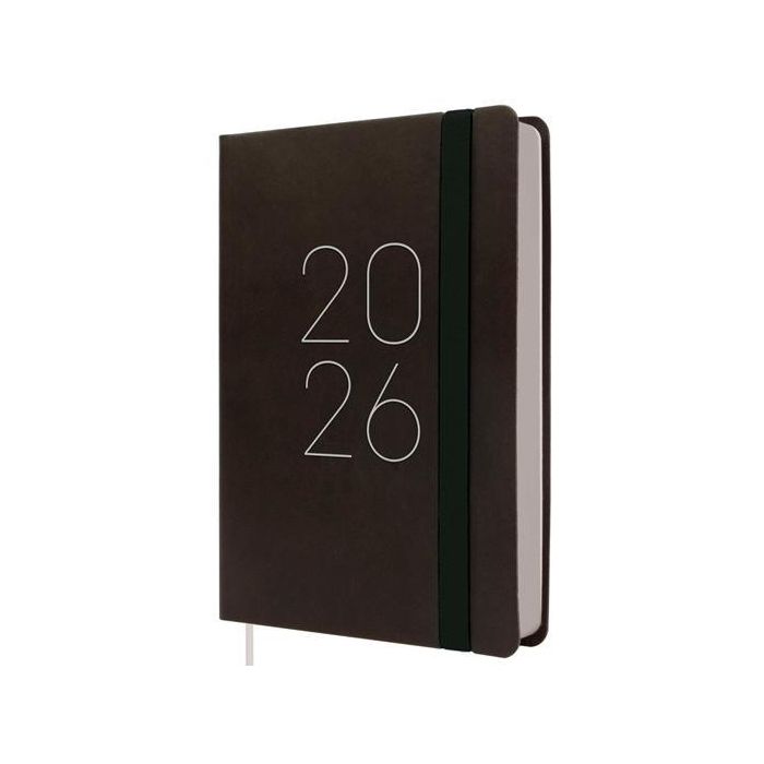 Finocam F4-118x168 mm Agenda Flexi Lisa 1 Día Página Tapa Blanda Negro 2026