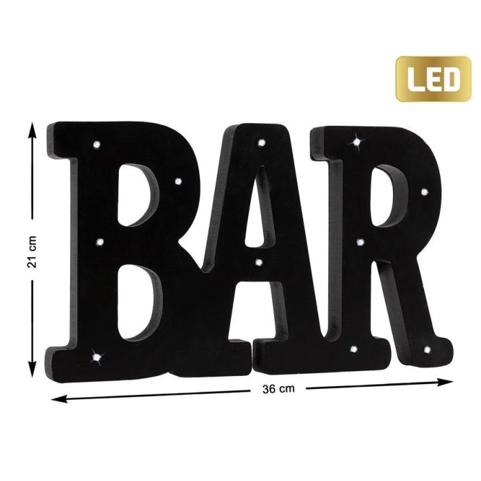 Rótulo Negro Luminoso LED "Bar" para Pared 36x2x21 cm