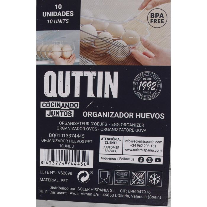 Organizador de huevos Quttin 10 unidades (12 Unidades) 6 Organizador de huevos Quttin 10 unidades (12 Unidades) 6