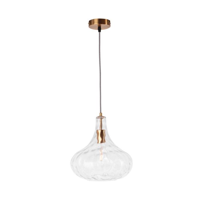 Atsugicho SKD-P80050 Lámpara Colgante de Cristal y Metal, Diseño Clásico Años 20, Esférica con Relieves Azulados, Compatible LED E27 2