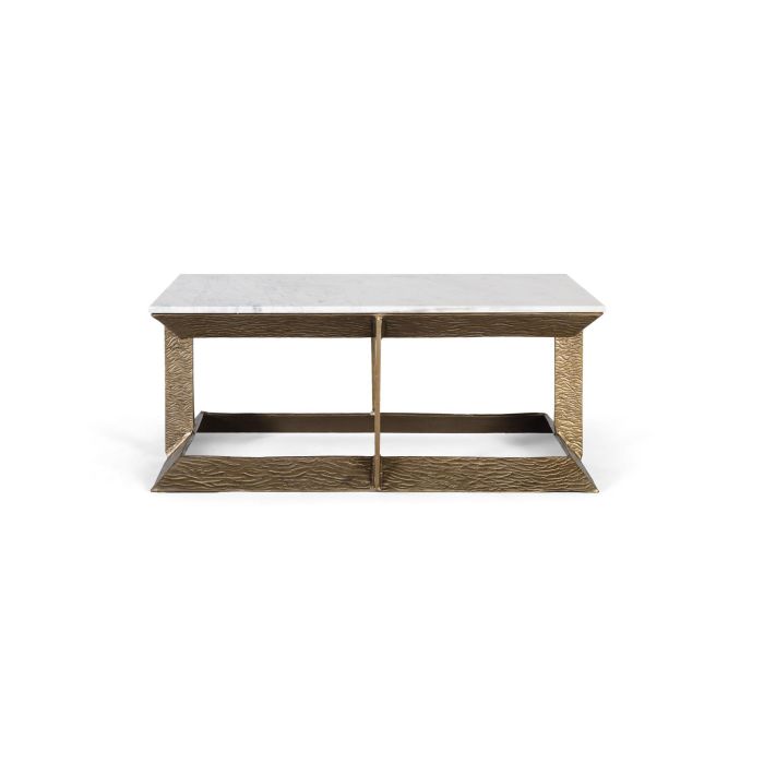 Giner y Colomer - Mesa Central con Base de Aluminio y Tapa de Mármol Blanco y Dorado, 107x60x40 cm 0 Giner y Colomer - Mesa Central con Base de Aluminio y Tapa de Mármol Blanco y Dorado, 107x60x40 cm 0