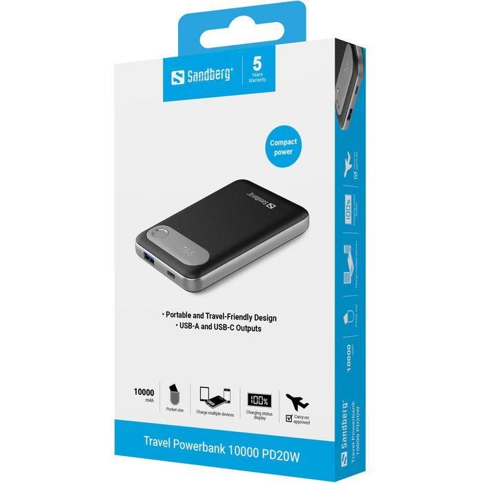 Sandberg Travel Powerbank 10000 PD20W 1 Sandberg Travel Powerbank 10000 PD20W 1