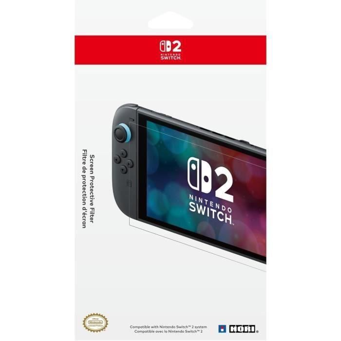 Protector de pantalla de vidrio templado - HORI - Nintendo Switch 2 - Antiburbujas - A prueba de golpes - Antiarañazos - 100 % transparente 1