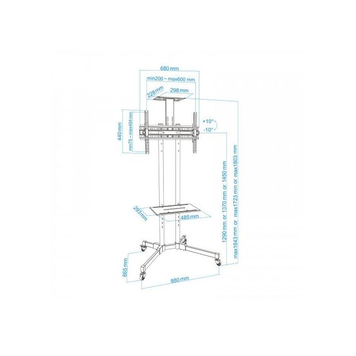 TooQ FS1470M-B Soporte de Suelo Inclinable para TV de 37-70" hasta 50kg