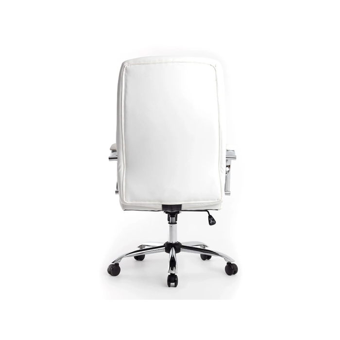 Q-connect Silla de Dirección Vero, Similpiel Blanco, Base Metálica Cromada, Ruedas Premium, Altura 116-124 cm, Profundidad 70 cm, Anchura 63 cm 6