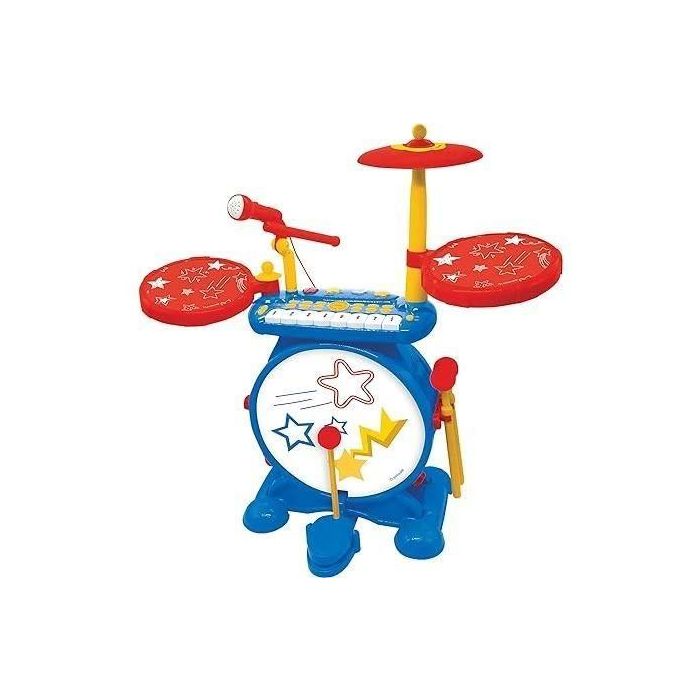 Lexibook LEX3380743086392 Batería Luminosa completa con teclado, platillos y taburete