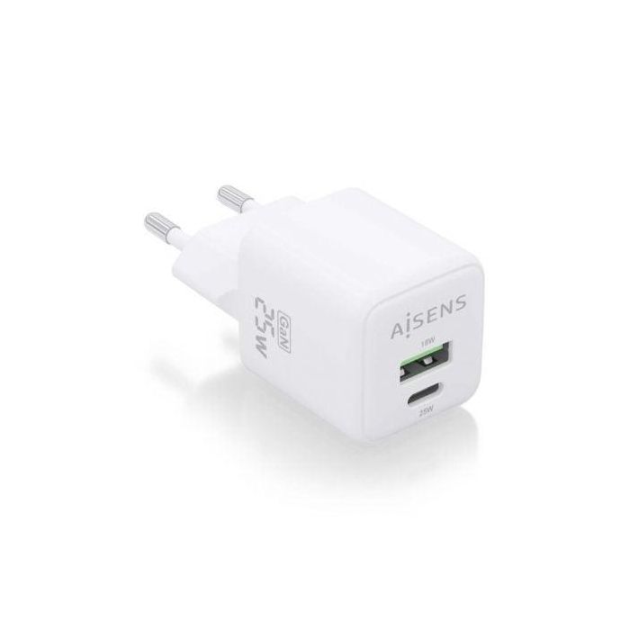 AISENS - CARGADOR GaN 25W, 1xUSB-C PD3.0 QC4.0, 1xUSB-A QC3.0, BLANCO 0 AISENS - CARGADOR GaN 25W, 1xUSB-C PD3.0 QC4.0, 1xUSB-A QC3.0, BLANCO 0