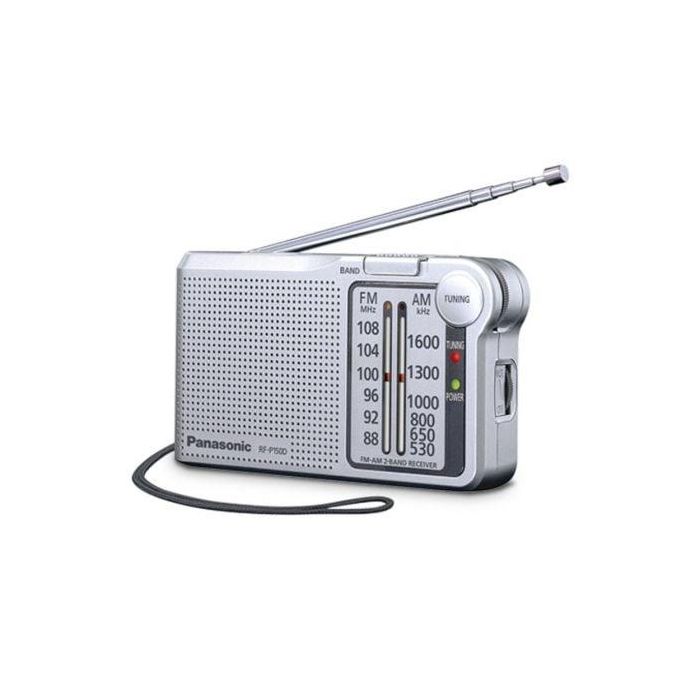 Panasonic Radio Portátil AM/FM con Altavoz y Entrada para Auriculares, Plata 0 Panasonic Radio Portátil AM/FM con Altavoz y Entrada para Auriculares, Plata 0