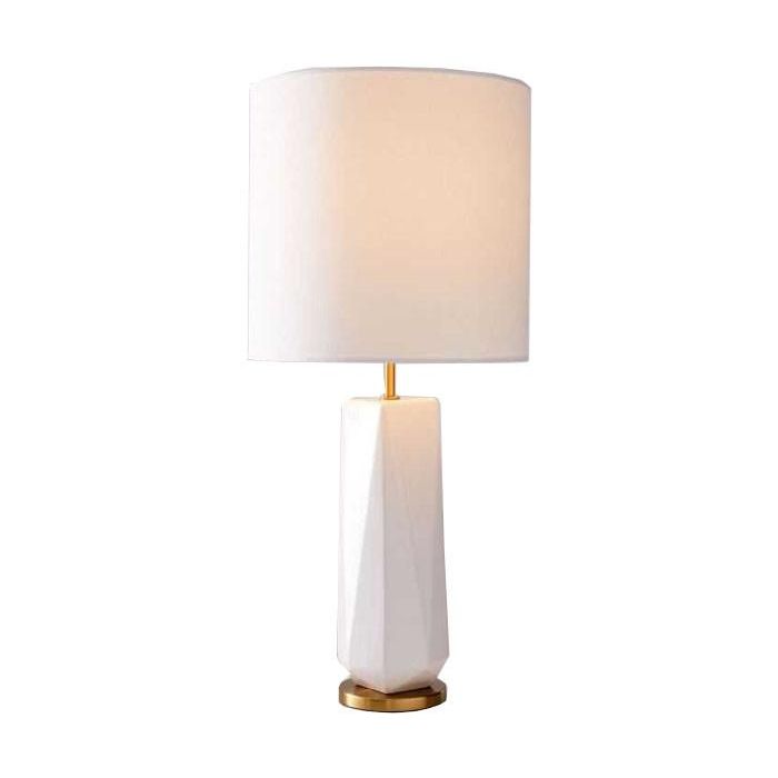 DKD Home Decor Lámpara Sobremesa E27 Cerámica Metal Poliéster Blanco Dorado 33x62x33 cm, 50W