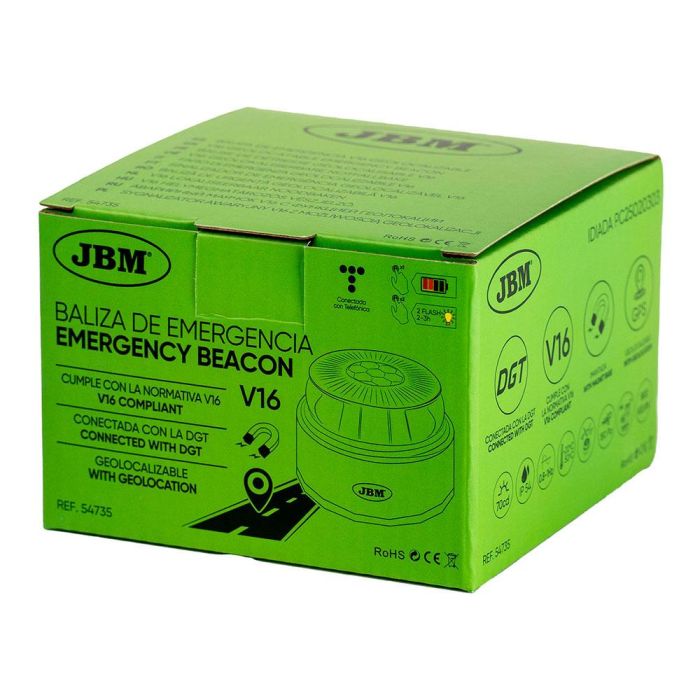 Baliza v16 de emergencia homologada conectada geolocalizable con dgt 3.0 jbm 3
