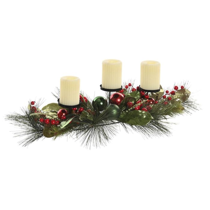 Portavela Navidad Tradicional DKD Home Decor Verde Rojo 30 x 14 x 80 cm (2 Unidades) 2