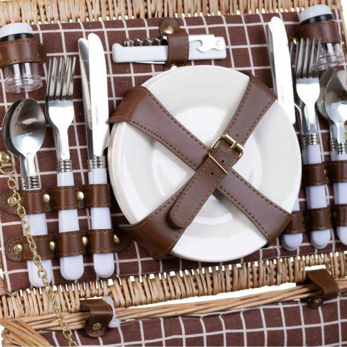 Cesta de Picnic Alexandra House Living Gris Natural Mimbre 3