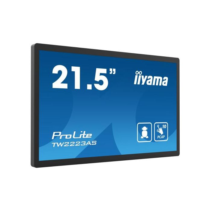 iiyama TW2223AS-B2 pantalla de señalización Panel plano interactivo 54,6 cm (21.5") Wifi 400 cd / m² Full HD Negro Pantalla táctil Procesador incorporado Android 12 24/7 1