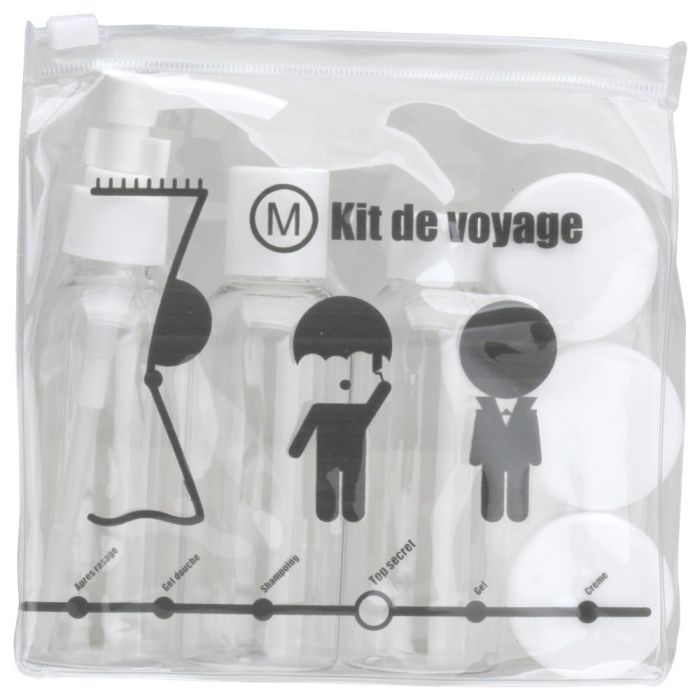 Jet Lag Kit Viaje Neceser con 6 Piezas, Transparente y Cierre Zip, Ideal Cabina Avión 2
