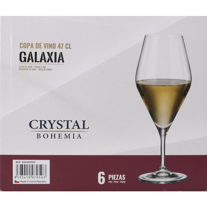 Bohemia Set de 6 Copas de Vino Colección Galaxia, 470 ml, 23 cm de Alto - Juego de Cristalería para Vinos (4 Cajas) 5
