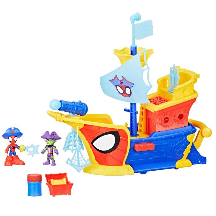 HASBRO Barco Pirata Spidey Waterwebs con 2 Figuras, Vehículo y 9 Accesorios, Solución Burbujas 30ml, +3 Años 2 HASBRO Barco Pirata Spidey Waterwebs con 2 Figuras, Vehículo y 9 Accesorios, Solución Burbujas 30ml, +3 Años 2