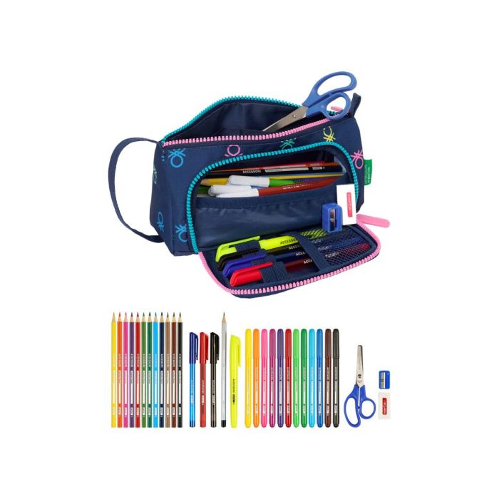 Estuche Escolar con Accesorios Benetton Cool Azul marino 20 x 11 x 8.5 cm (32 Piezas) 3