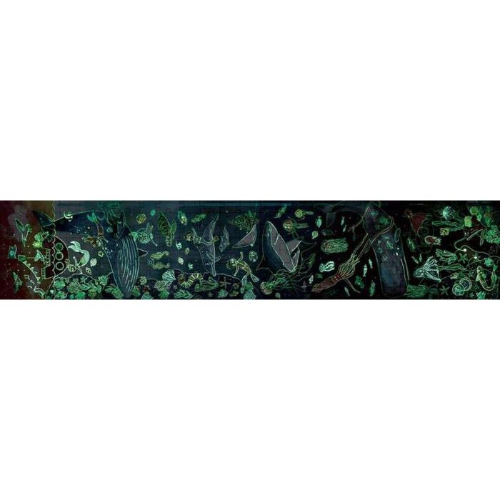 Puzzle vida marina 1.5 metros largo contiene 200 piezas que se iluminan en la oscuridad y 10 cartas con datos. 150x30x0,2cm 2 Puzzle vida marina 1.5 metros largo contiene 200 piezas que se iluminan en la oscuridad y 10 cartas con datos. 150x30x0,2cm 2