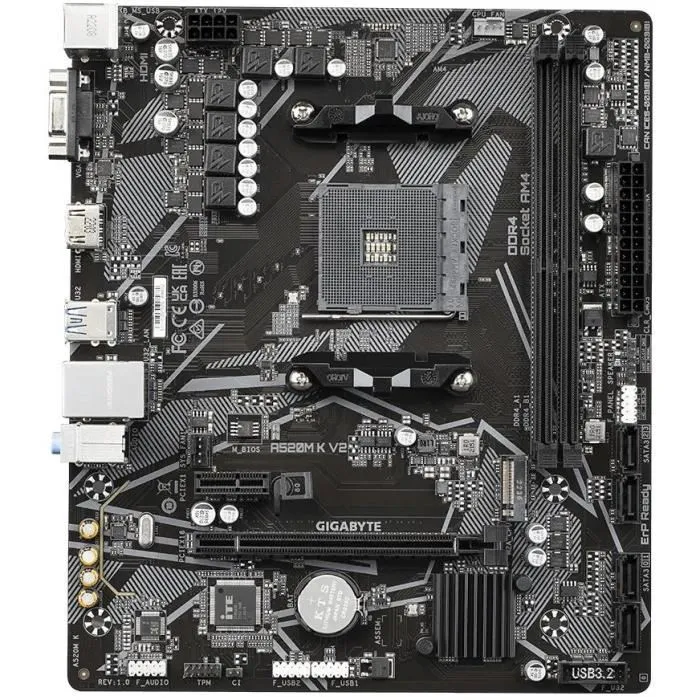 Gigabyte Placa Base AMD A520M K V2 Zócalo AM4 Micro ATX DDR4 para AMD Ryzen 2