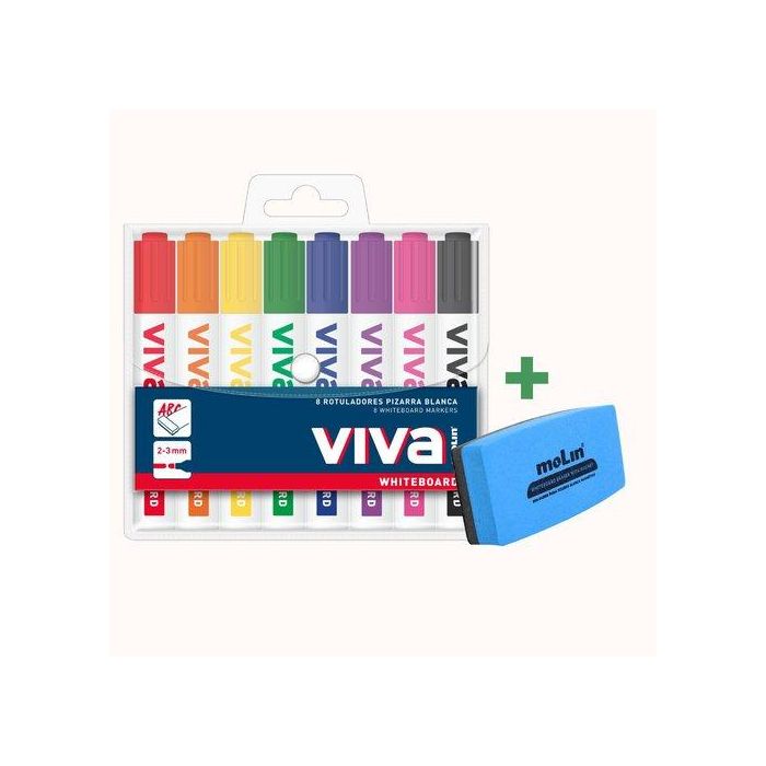 Marcador Pizarra Molin Set De Bolsa De 8 + Borrador