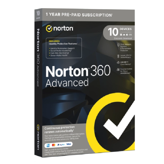 Norton 360 Advanced Antivirus Seguridad 200GB Nube VPN 10 Dispositivos 1 Año Protección Digital Español 0 Norton 360 Advanced Antivirus Seguridad 200GB Nube VPN 10 Dispositivos 1 Año Protección Digital Español 0