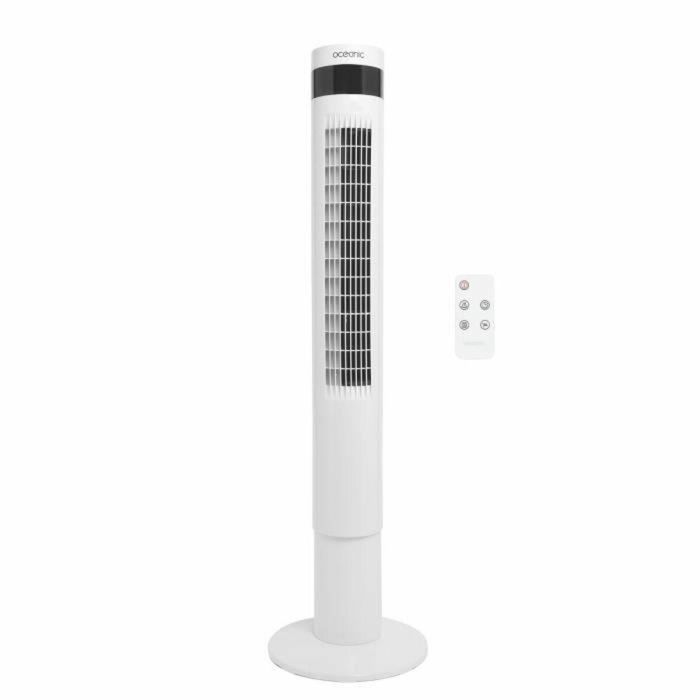 Ventilador de columna oceánica - 50W - Altura 110 cm - Oscilación automática - Control remoto - Temporizador - Blanco