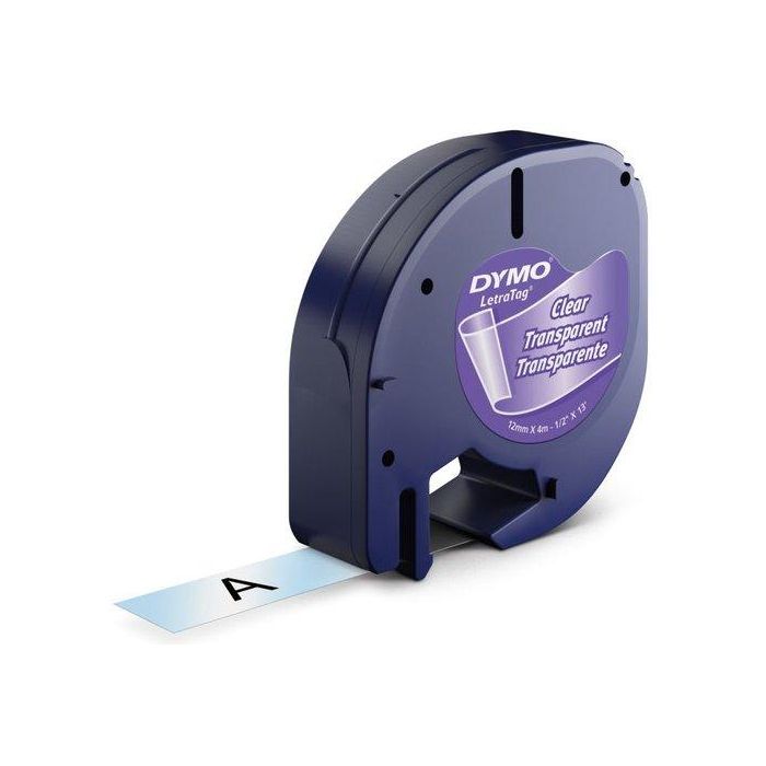 Dymo 12267 Cinta Negro Sobre Transparente 12 mm x 4M para Rotuladora Letratag