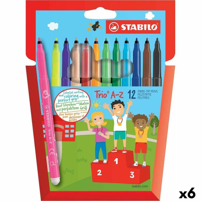Set de Rotuladores Stabilo Trio AZ Multicolor (6 Unidades) Set de Rotuladores Stabilo Trio AZ Multicolor (6 Unidades)