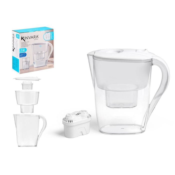 Kinvara Jarra Purificadora de Agua con Filtro 2,6L - 26x26,5x10,8 cm (6 Unidades) Kinvara Jarra Purificadora de Agua con Filtro 2,6L - 26x26,5x10,8 cm (6 Unidades)