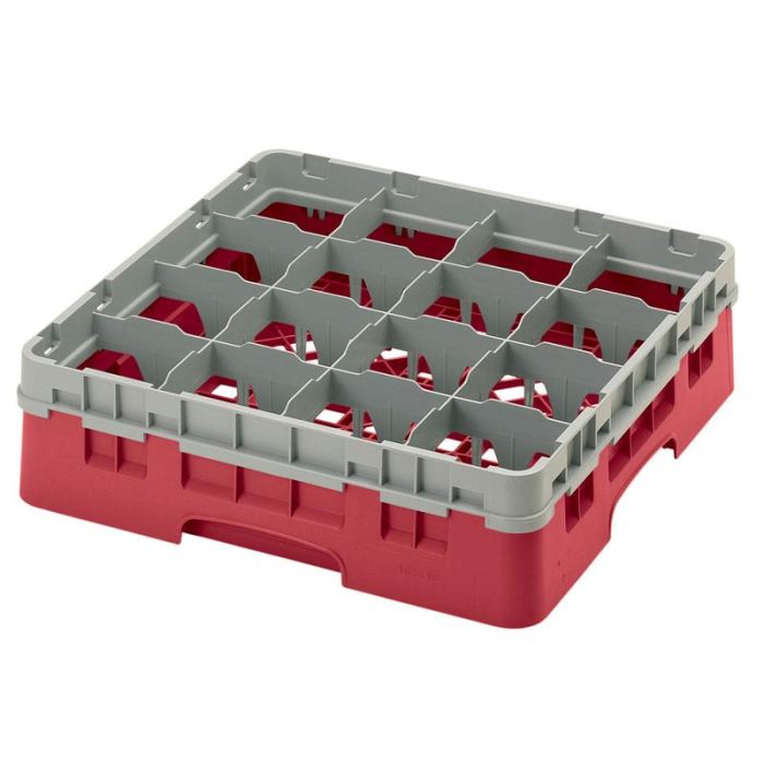 CAMBRO - 16S418-416 - Cesta de lavado 16 comp. 1 altura - 10,9 cm Ø máx. - alt. máx. 11,8 cm - 50 x 50 x 14,3 cm - Arándano