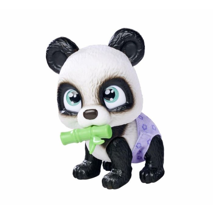 Smoby - Pamper Petz - Panda en adopción - 4 accesorios - Articulado - Madera y pipí - Certificado de adopción - A partir de 3 años