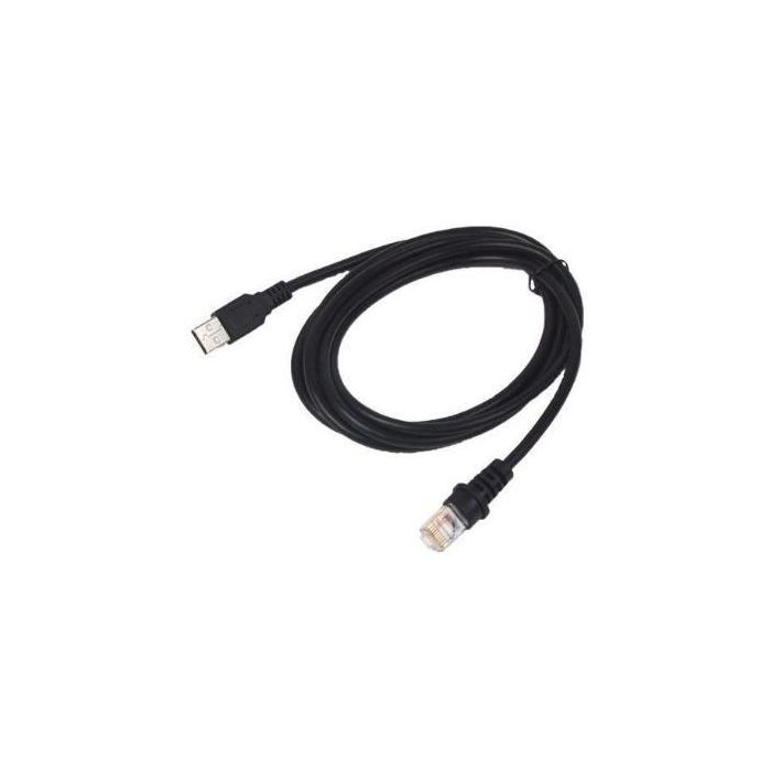 Honeywell CBL-420-300-C00 Cable RS232 (5V) Bioptic Stratos Aux, Negro, 10 pin modular, 3m enrollado con alimentación por host