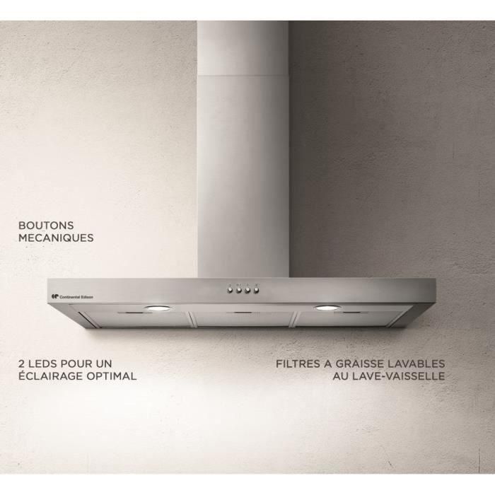 Campana decorativa de acero inoxidable CONTINENTAL EDISON CEHD9058S - 90 cm 1 Campana decorativa de acero inoxidable CONTINENTAL EDISON CEHD9058S - 90 cm 1
