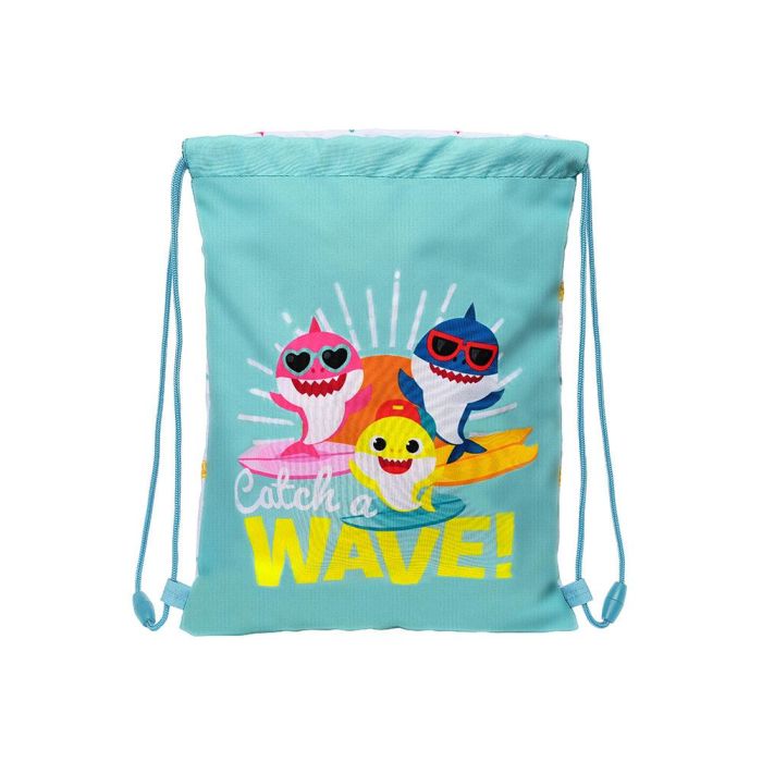 Bolsa Mochila con Cuerdas Baby Shark Surfing Azul Blanco 26 x 34 x 1 cm