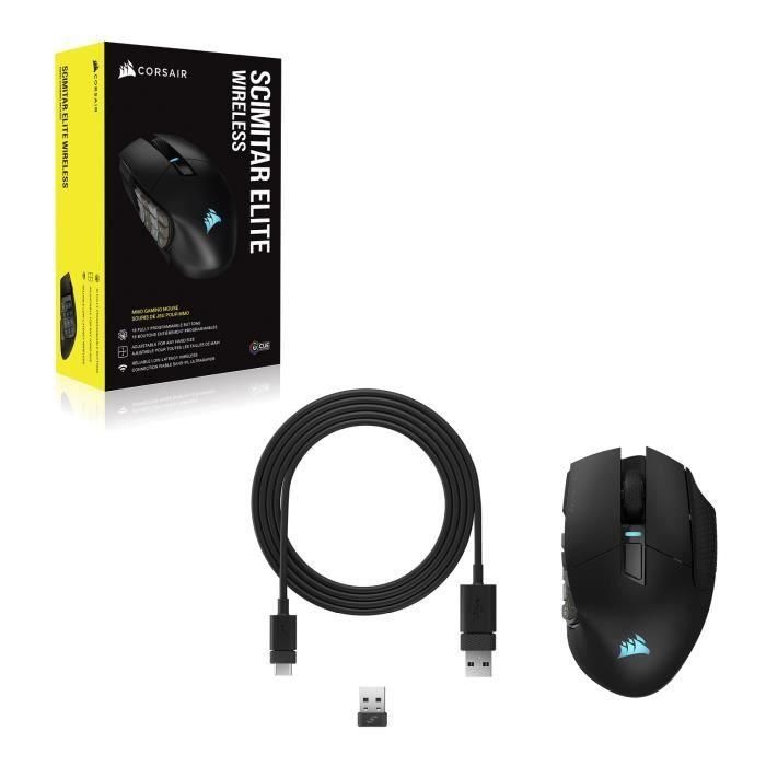 Corsair CH-9314311-EU Ratón Gaming Inalámbrico SCIMITAR ELITE RGB Wireless 16 Botones Programables 150h Autonomía Negro 4