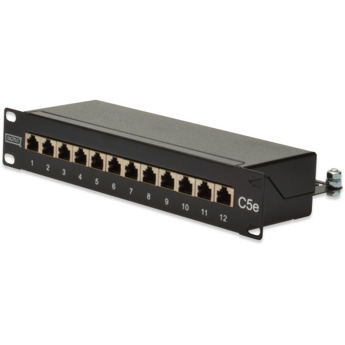 Digitus Patchpanel 12 Puertos Cat5e Apantallado RJ-45 Negro 1U Montaje en Bastidor EIA/TIA 568 ISO/IEC DIS 11801