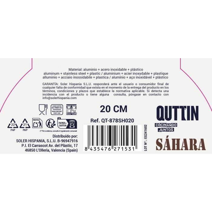 Sartén de aluminio forjado 20 cm M/Soft Full Saha - Quttin (6 Unidades) 7 Sartén de aluminio forjado 20 cm M/Soft Full Saha - Quttin (6 Unidades) 7