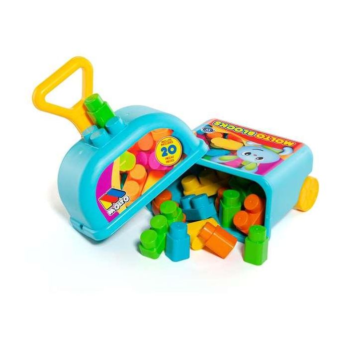 Carrito maleta trolley azul con 20 bloques. 8 Carrito maleta trolley azul con 20 bloques. 8